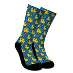 Pixel Rubber Duck Pattern Print Crew Socks