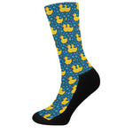 Pixel Rubber Duck Pattern Print Crew Socks