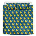 Pixel Rubber Duck Pattern Print Duvet Cover Bedding Set
