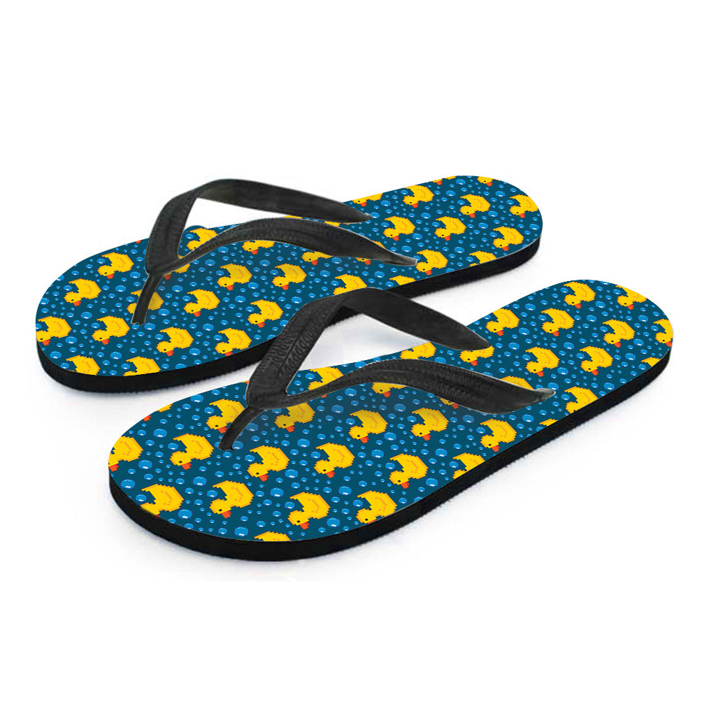 Pixel Rubber Duck Pattern Print Flip Flops