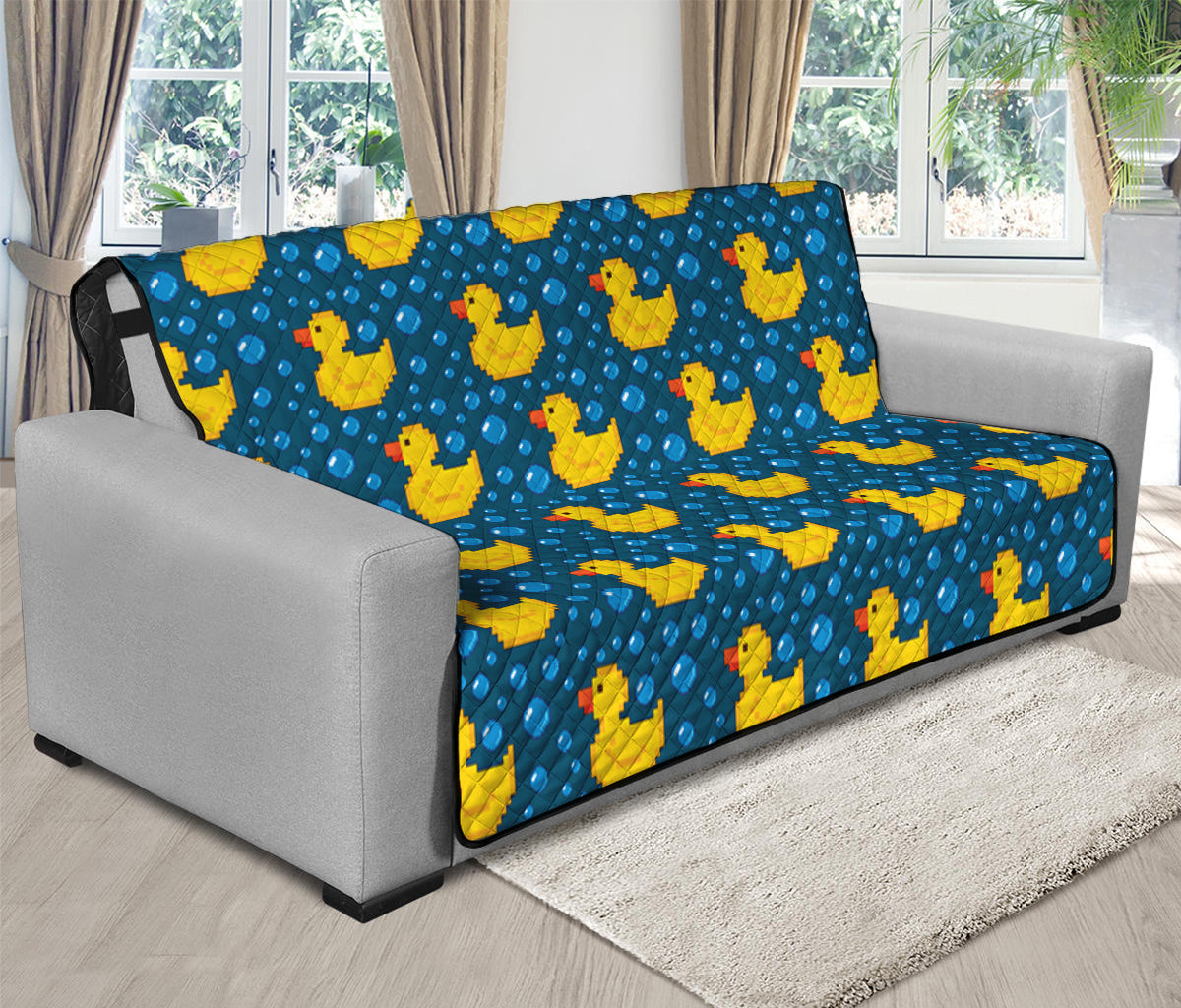 Pixel Rubber Duck Pattern Print Futon Protector