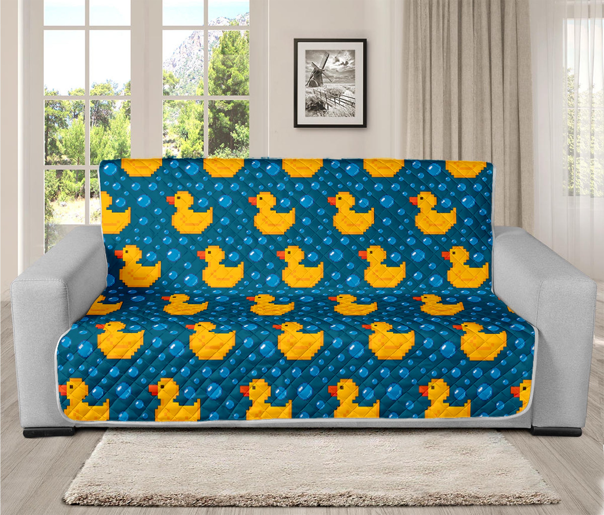 Pixel Rubber Duck Pattern Print Futon Protector