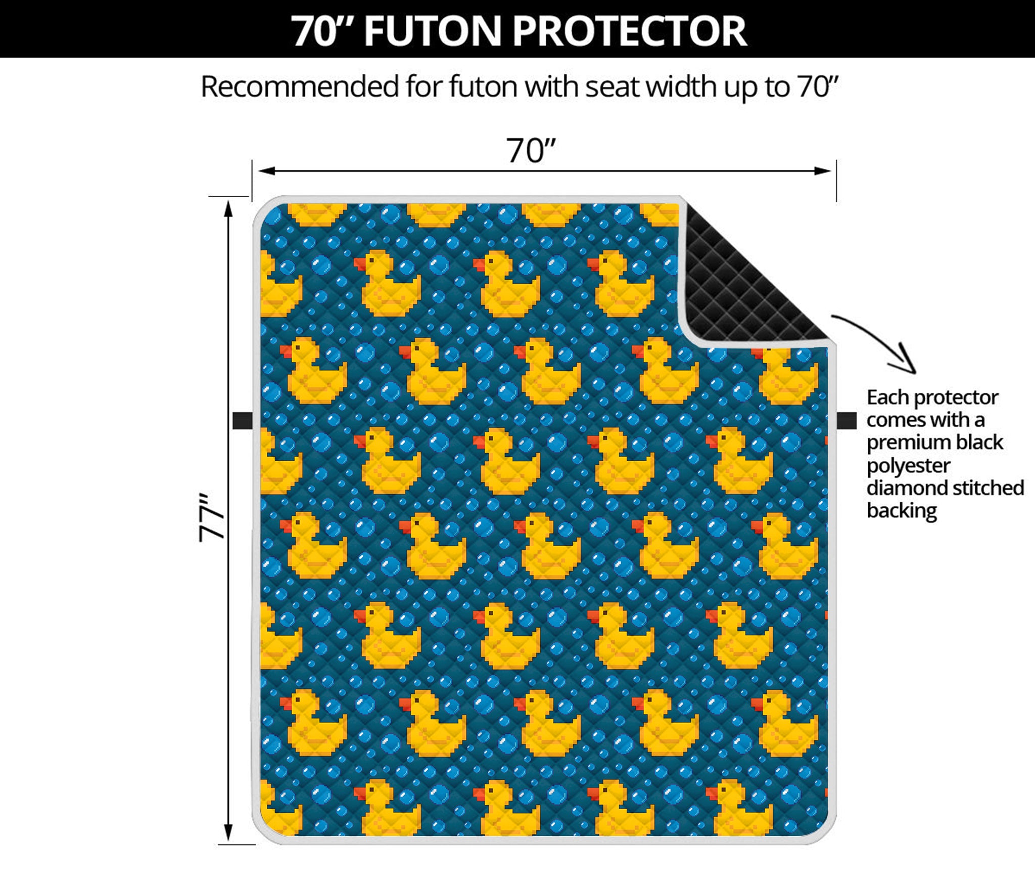 Pixel Rubber Duck Pattern Print Futon Protector