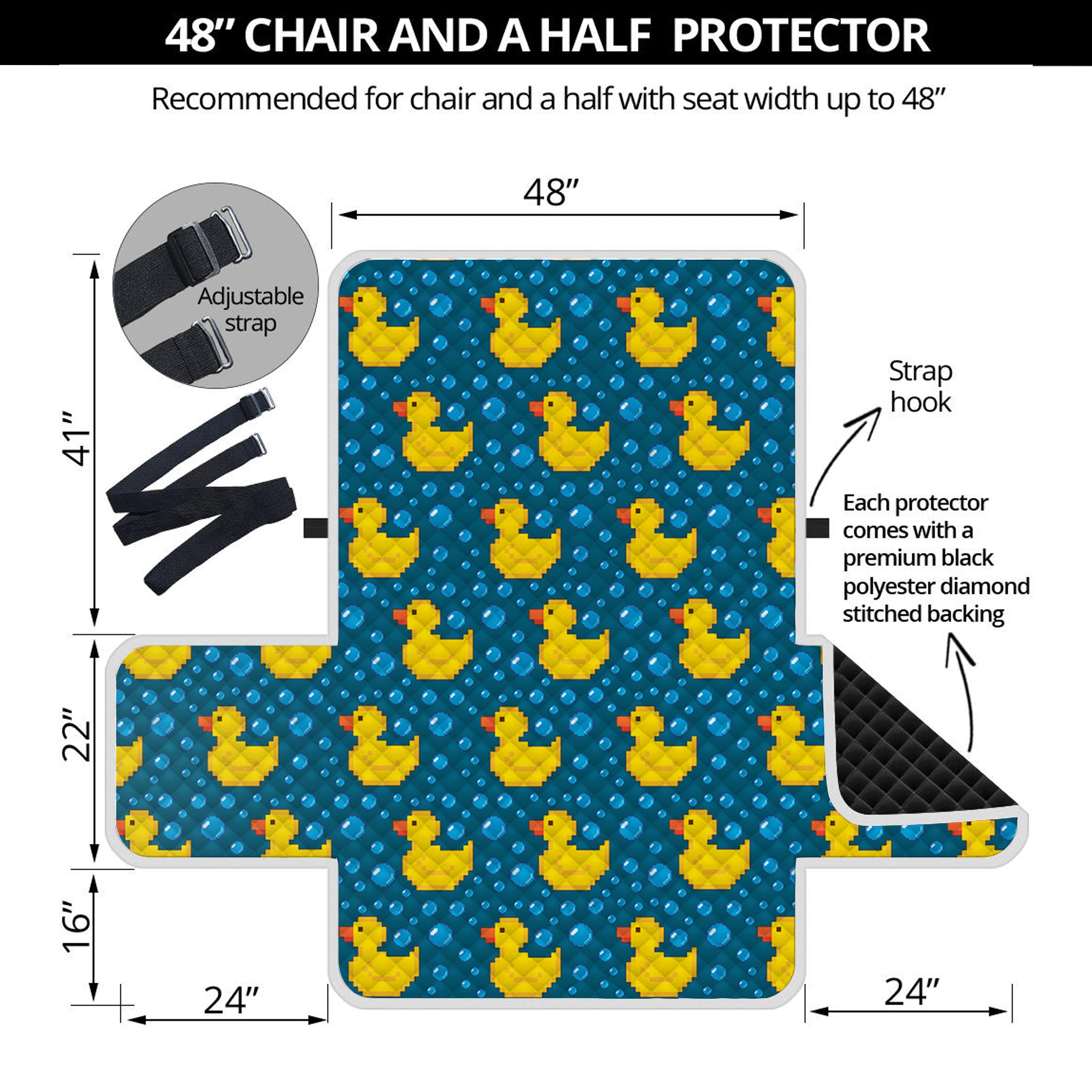 Pixel Rubber Duck Pattern Print Half Sofa Protector