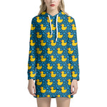 Pixel Rubber Duck Pattern Print Hoodie Dress