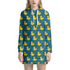 Pixel Rubber Duck Pattern Print Hoodie Dress