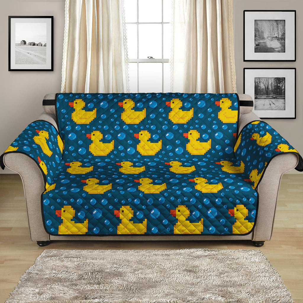 Pixel Rubber Duck Pattern Print Loveseat Protector