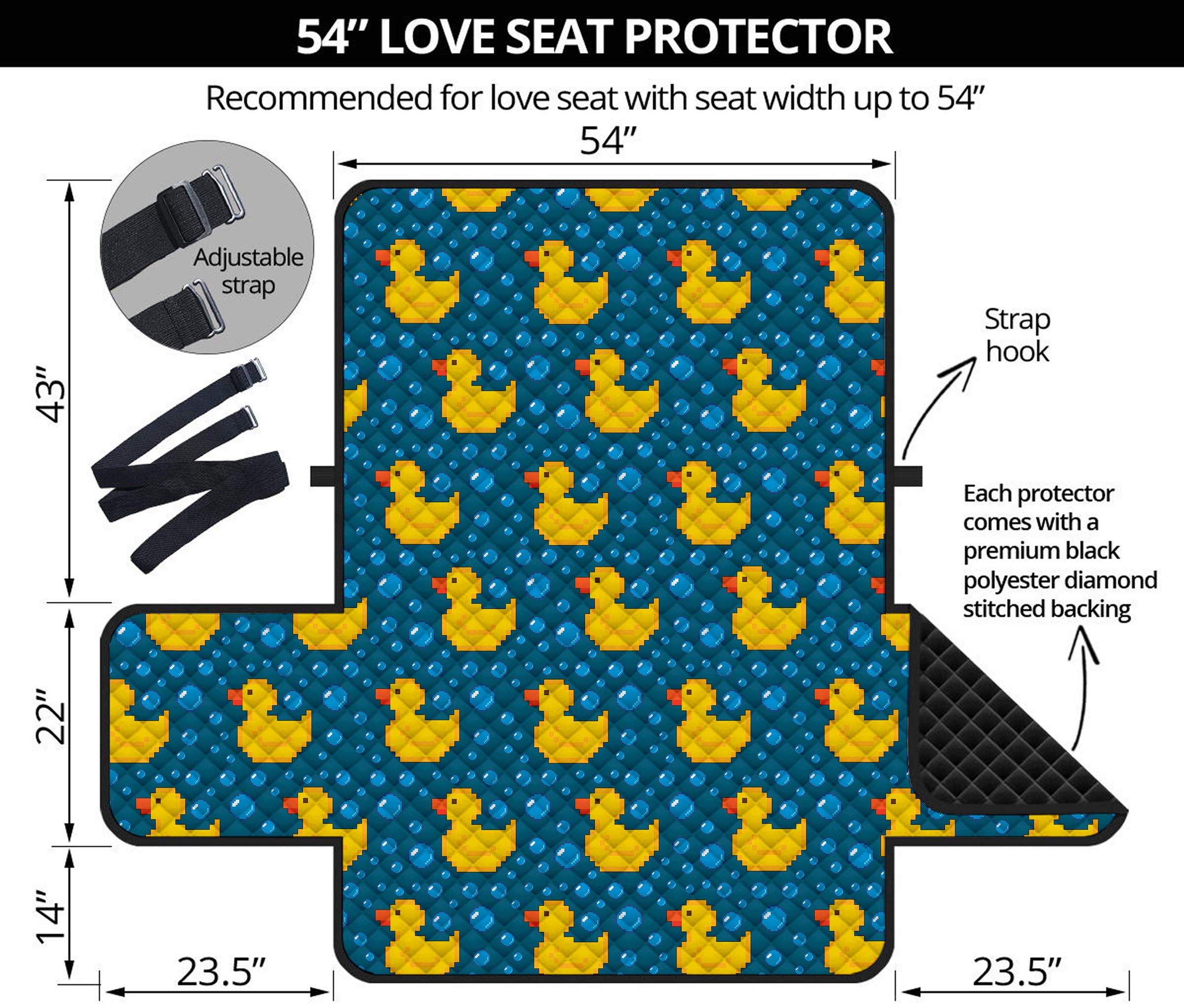 Pixel Rubber Duck Pattern Print Loveseat Protector