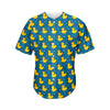 Pixel Rubber Duck Pattern Print Men's Baseball Jersey