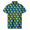 Pixel Rubber Duck Pattern Print Men's Short Sleeve Shirt