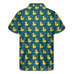 Pixel Rubber Duck Pattern Print Men's Short Sleeve Shirt