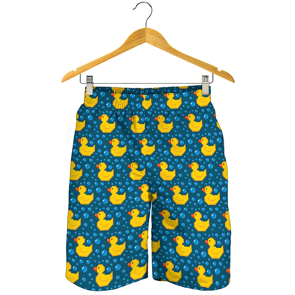 Pixel Rubber Duck Pattern Print Men's Shorts
