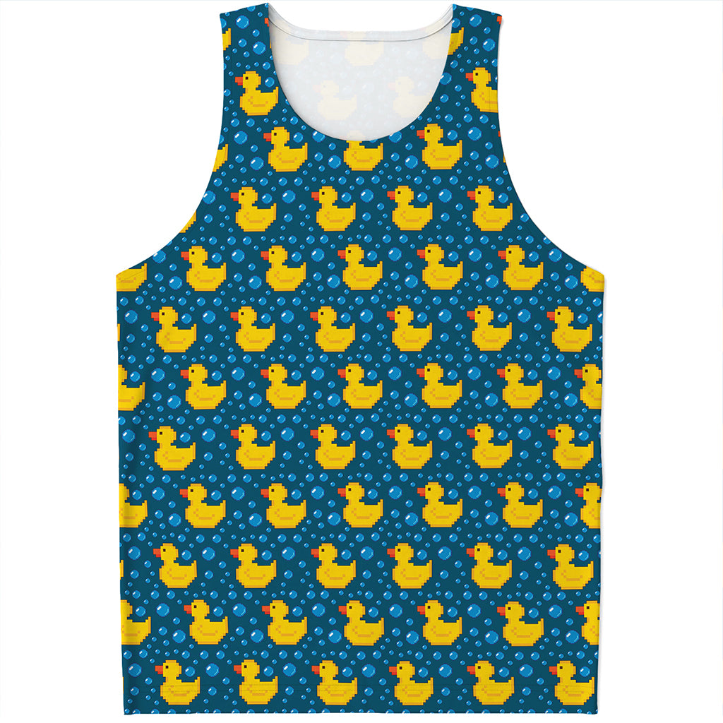 Pixel Rubber Duck Pattern Print Men's Tank Top