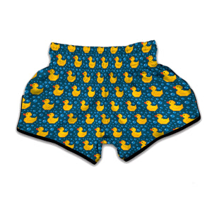 Pixel Rubber Duck Pattern Print Muay Thai Boxing Shorts