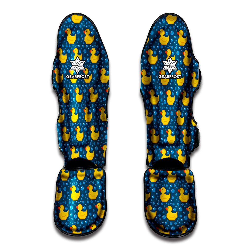 Pixel Rubber Duck Pattern Print Muay Thai Shin Guard