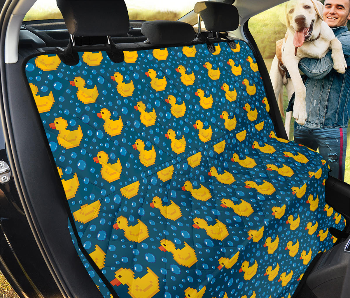 Pixel Rubber Duck Pattern Print Pet Car Back Seat Cover