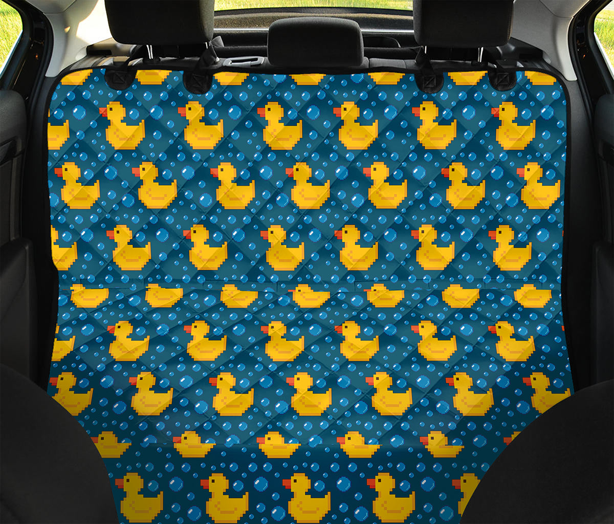 Pixel Rubber Duck Pattern Print Pet Car Back Seat Cover