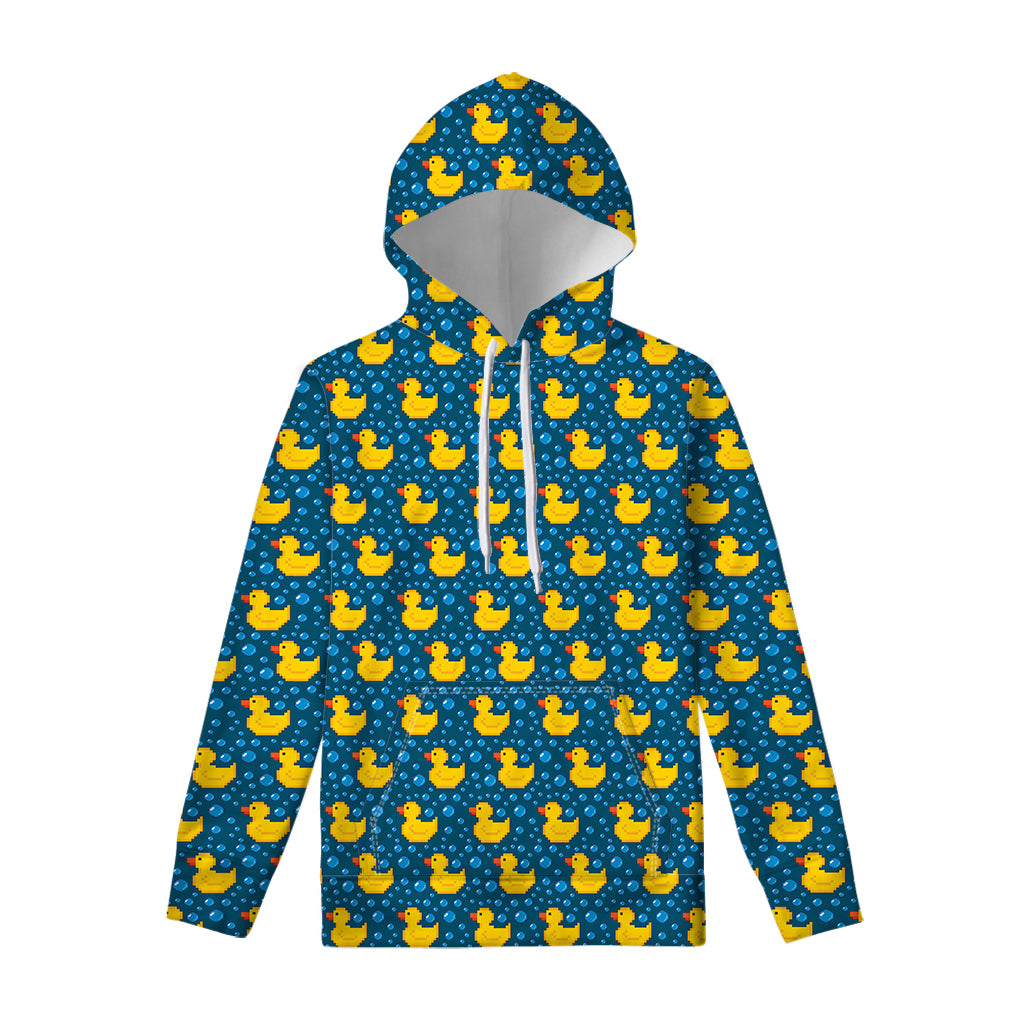 Pixel Rubber Duck Pattern Print Pullover Hoodie