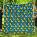 Pixel Rubber Duck Pattern Print Quilt