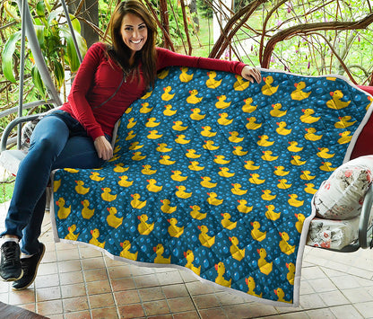 Pixel Rubber Duck Pattern Print Quilt