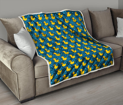 Pixel Rubber Duck Pattern Print Quilt