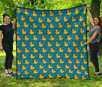 Pixel Rubber Duck Pattern Print Quilt