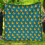Pixel Rubber Duck Pattern Print Quilt