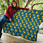 Pixel Rubber Duck Pattern Print Quilt