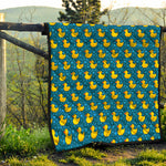 Pixel Rubber Duck Pattern Print Quilt
