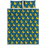 Pixel Rubber Duck Pattern Print Quilt Bed Set