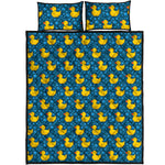 Pixel Rubber Duck Pattern Print Quilt Bed Set