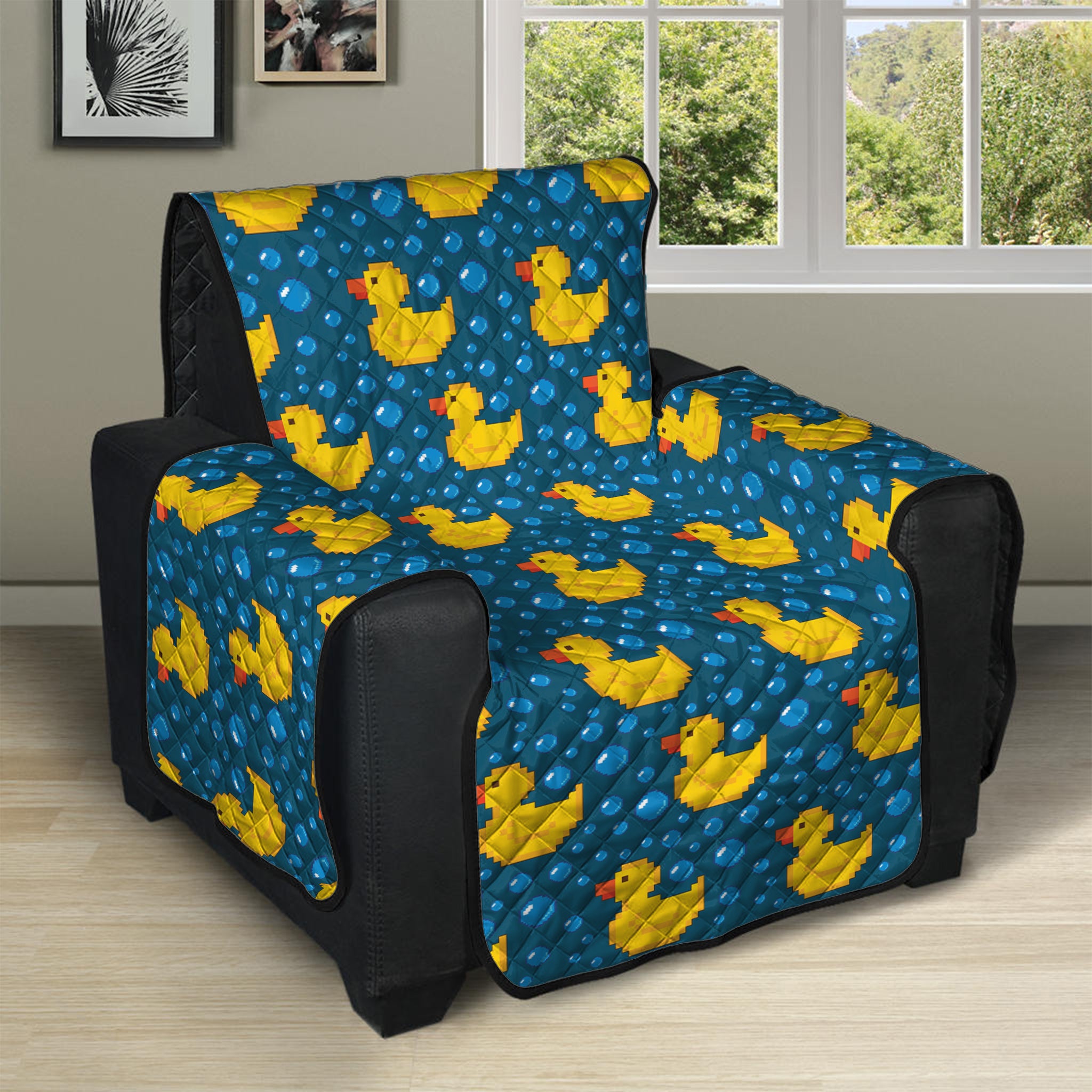 Pixel Rubber Duck Pattern Print Recliner Protector