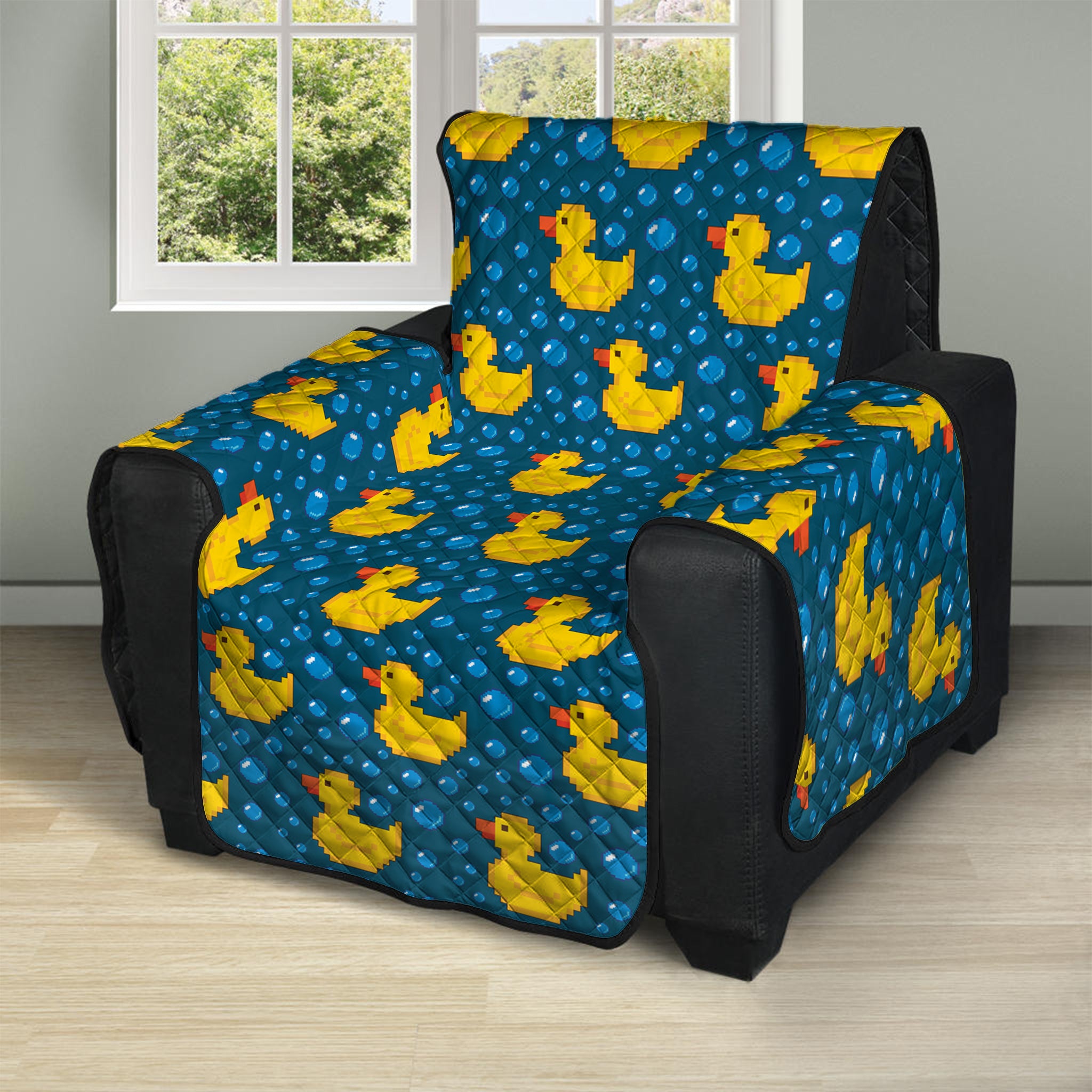 Pixel Rubber Duck Pattern Print Recliner Protector