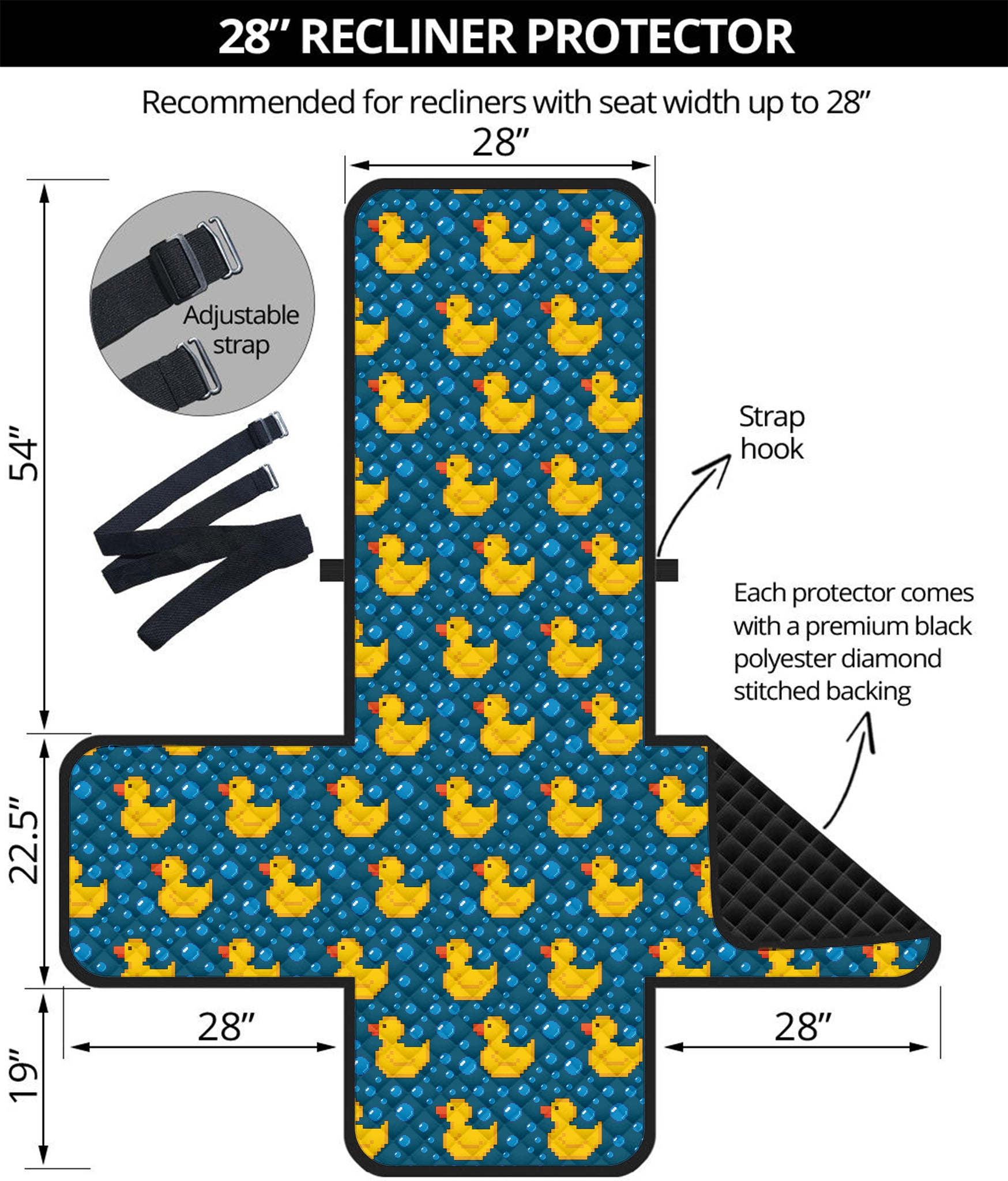 Pixel Rubber Duck Pattern Print Recliner Protector