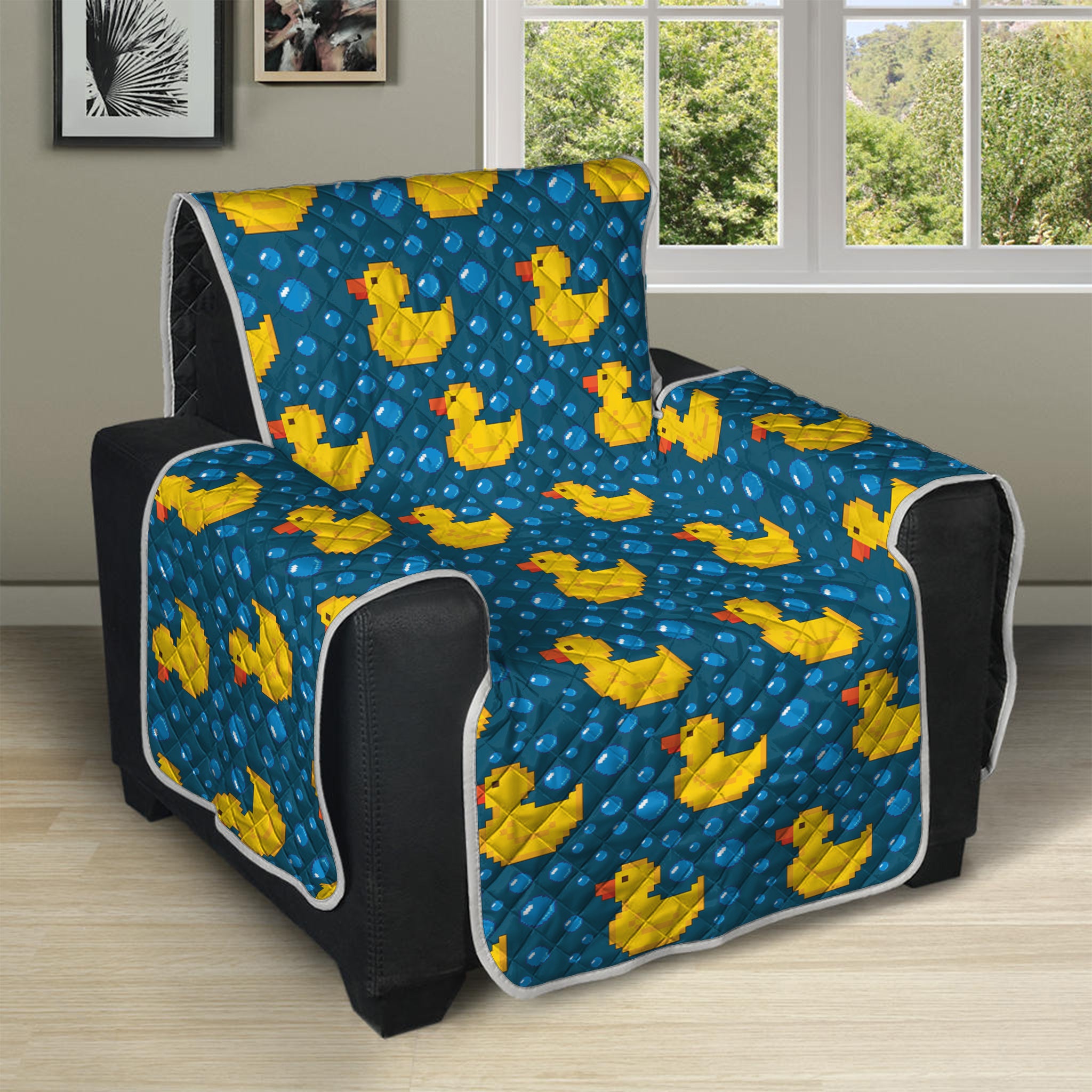 Pixel Rubber Duck Pattern Print Recliner Protector