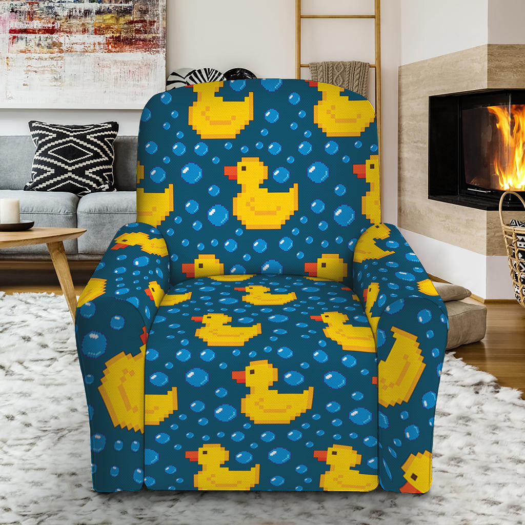 Pixel Rubber Duck Pattern Print Recliner Slipcover