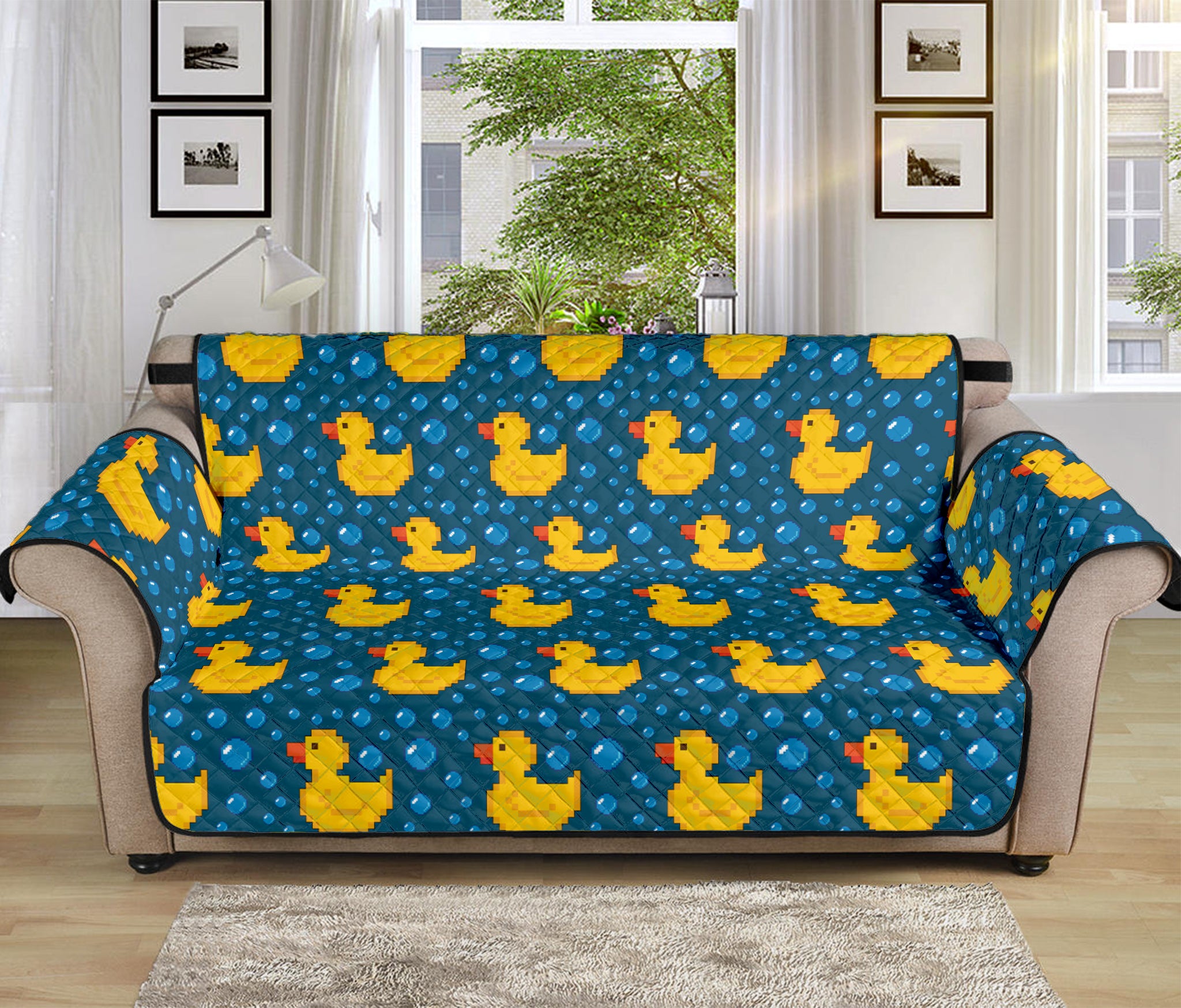 Pixel Rubber Duck Pattern Print Sofa Protector