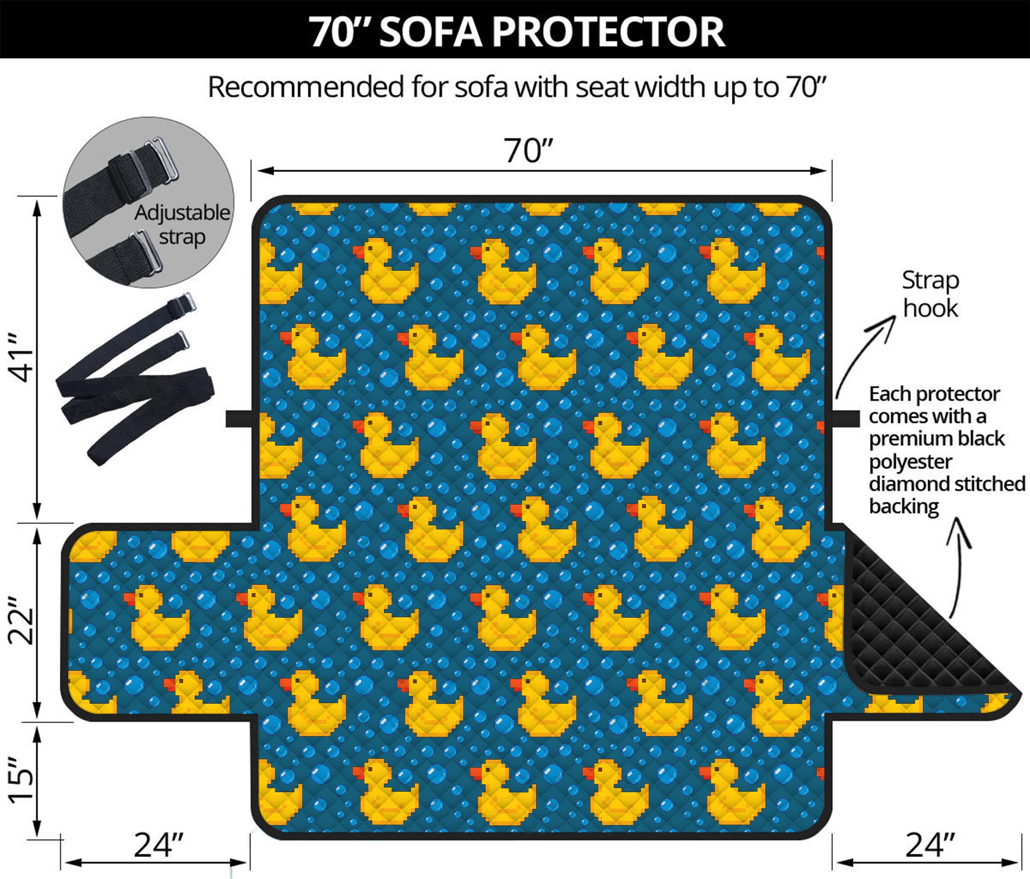 Pixel Rubber Duck Pattern Print Sofa Protector