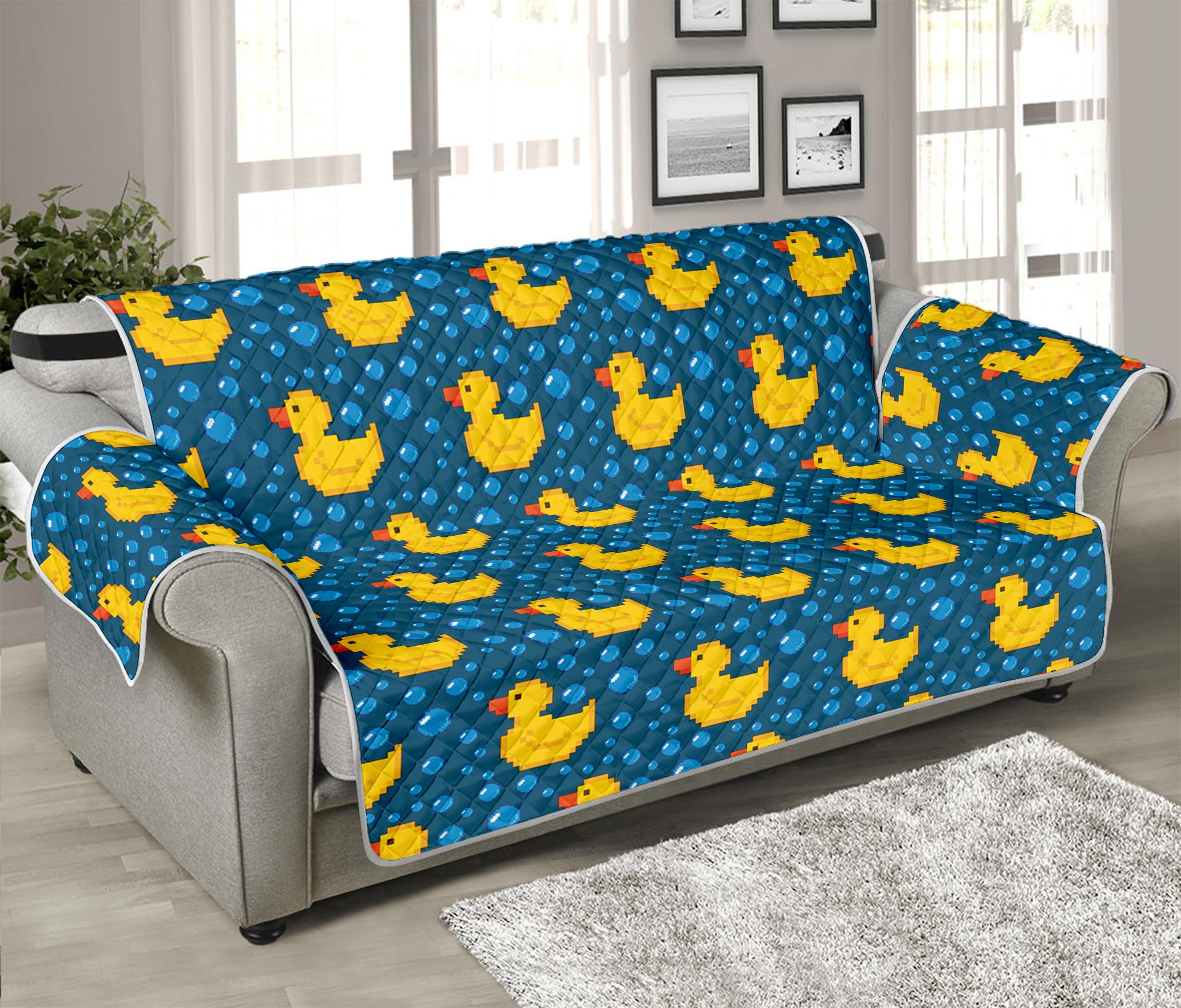 Pixel Rubber Duck Pattern Print Sofa Protector