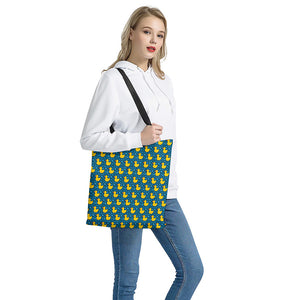 Pixel Rubber Duck Pattern Print Tote Bag