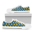 Pixel Rubber Duck Pattern Print White Low Top Sneakers
