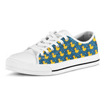 Pixel Rubber Duck Pattern Print White Low Top Shoes