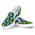 Pixel Rubber Duck Pattern Print White Slip On Sneakers