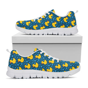 Pixel Rubber Duck Pattern Print White Sneakers