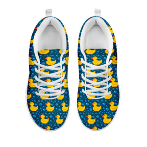 Pixel Rubber Duck Pattern Print White Sneakers