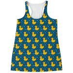 Pixel Rubber Duck Pattern Print Women's Racerback Tank Top