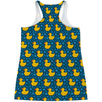 Pixel Rubber Duck Pattern Print Women's Racerback Tank Top