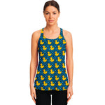 Pixel Rubber Duck Pattern Print Women's Racerback Tank Top