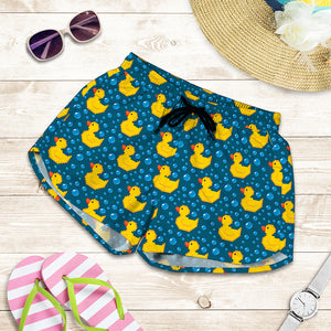 Pixel Rubber Duck Pattern Print Women's Shorts