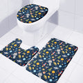 Pixel Space Pattern Print 3 Piece Bath Mat Set
